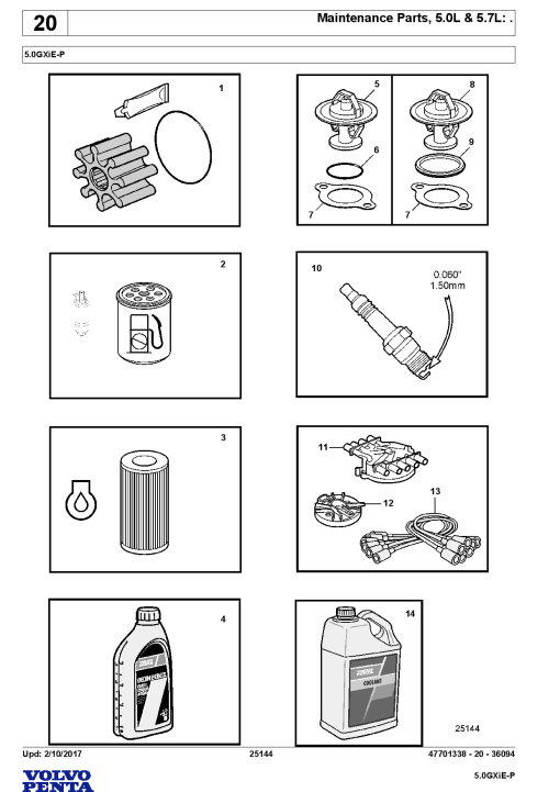 Volvo 5 0GXiEP Engine Parts manual catalog PDF Download