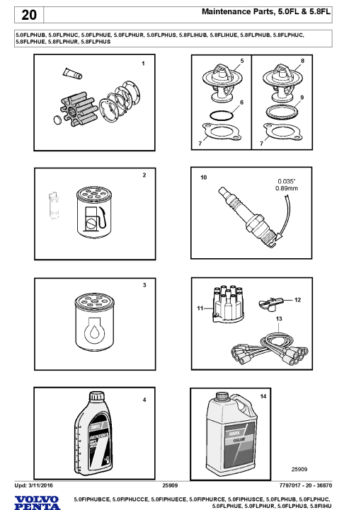 Volvo 5.0FIPHU- BCE CCE ECE RCE SCE, 5.0FLPHU- B C E R S, 5.8FIIHU Engine Parts manual catalog PDF Download