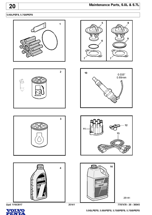 Volvo 5.0GLPEFS, 5.0GiPEFS, 5.7GSPEFS, 5.7GSIPEFS Engine Parts manual catalog PDF Download