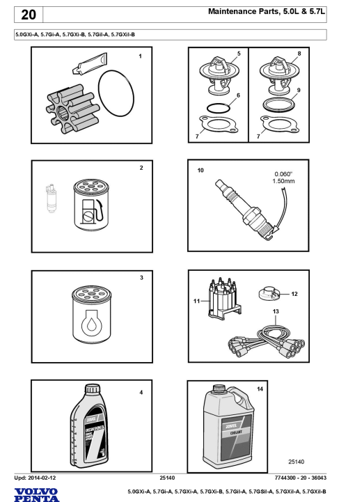 Volvo 5.0GXi-A, 5.7Gi-A, 5.7GXi-A, 5.7GXi-B, 5.7GiI-A, 5.7GSiI-A, 5.7GXiI-A, 5.7GXiI-B Engine Parts manual catalog PDF Download