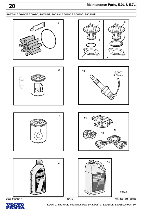 Volvo 5.0GXi- C CF D DF, 5.0OSi- C CF D DF Engine Parts manual catalog PDF Download