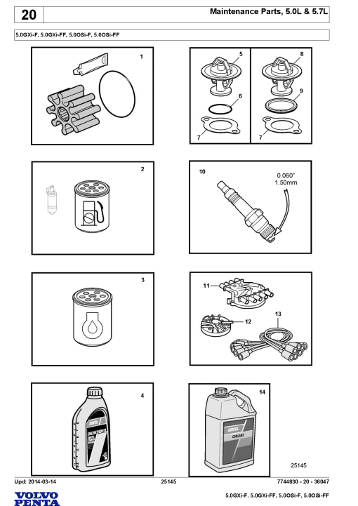 Volvo 5.0GXi- F FF, 5.0OSi- F FF Engine Parts manual catalog PDF Download