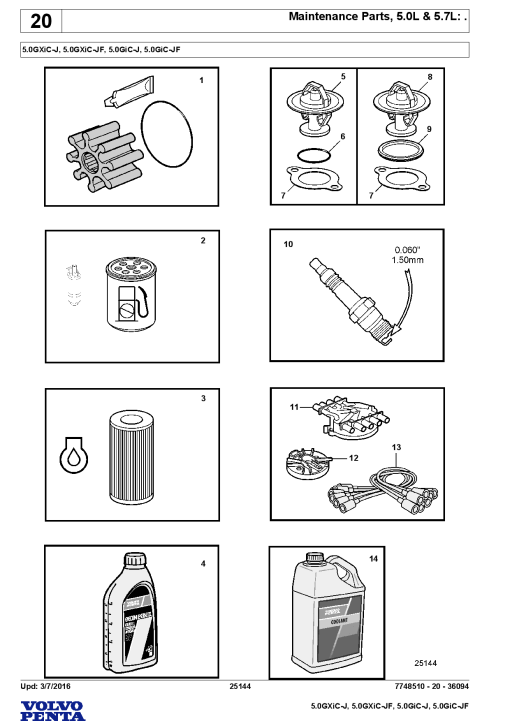 Volvo 5.0GXiC - J JF, 5.0GiC - J JF Engine Parts manual catalog PDF Download