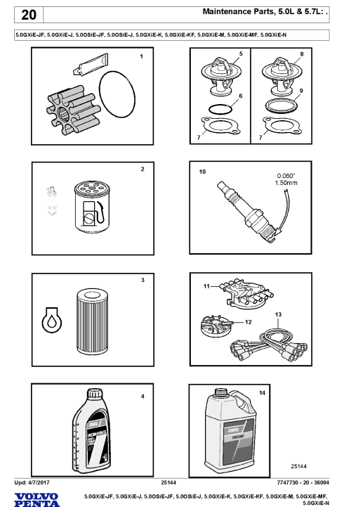 Volvo 5.0GXiE- J JF N, 5.0OSiE- J JF, 5.0GXiE- K KF M MF Engine Parts manual catalog PDF Download