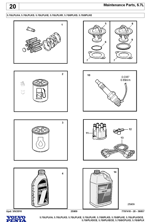 Volvo 5.7GLPL- KA KD KE KR, 5.7GSPL- KD KE, 5.7GLIPLKDCE, 5.7GIPL- KDCE KECE, 5.7GSICPL- K KD Engine Parts manual catalog PDF Download