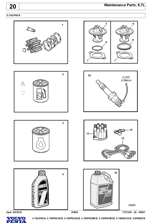 Volvo 5.7GLPNCS, 5.7GIPN- CACE CSCE CMCE CBCE, 5.7GIINCCCE, 5.8FSIINCS Engine Parts manual catalog PDF Download