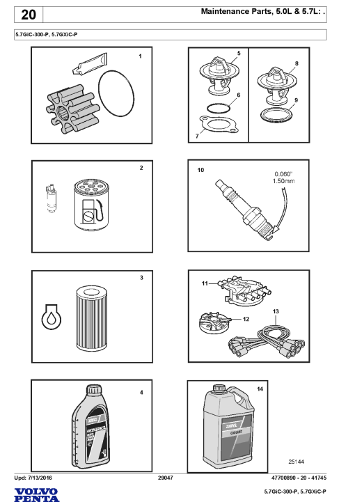 Volvo 5.7GiC 300 P , 5.7GXiC P Engine Parts manual catalog PDF Download