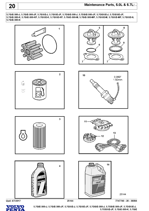 Volvo 5.7GiE 300- J JF, 5.7GXiE- J JF, 5.7OSiE-300-J JF, 5.7OSXiE- J JF, 5.7GiE 300K, 5.7GiE Engine Parts manual catalog PDF Download