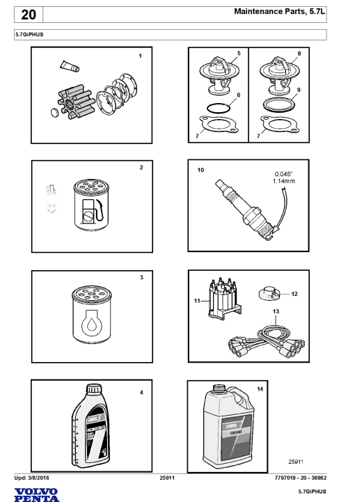 Volvo 5.7GiPHUS Engine Parts manual catalog PDF Download