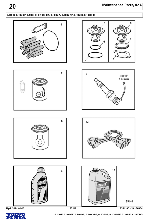 Volvo 8.1Gi- E EF, 8.1GXi- D DF, 8.1OSi- A AF, 8.1GiI-E, 8.1GXiI-D Engine Parts manual catalog PDF Download