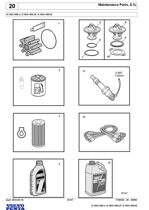 Volvo 8.1GiC 400- J JF Q Engine Parts manual catalog PDF Download