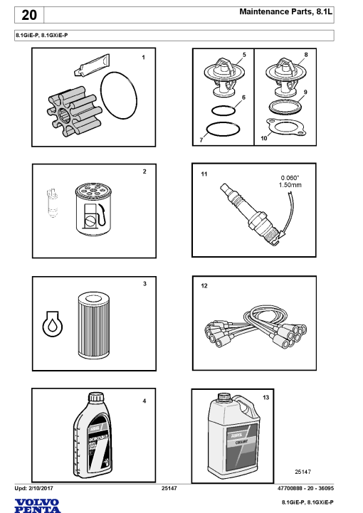 Volvo 8.1GiEP, 8.1GXiEP Engine Parts manual catalog PDF Download