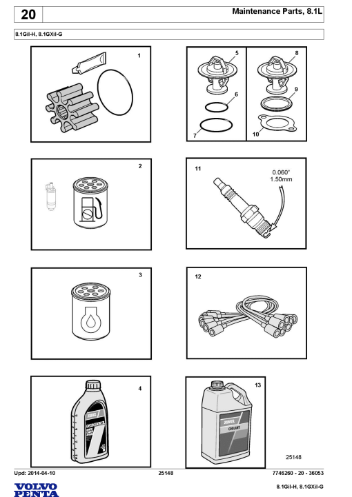 Volvo 8.1GiI H, 8.1GXiI G Engine Parts manual catalog PDF Download
