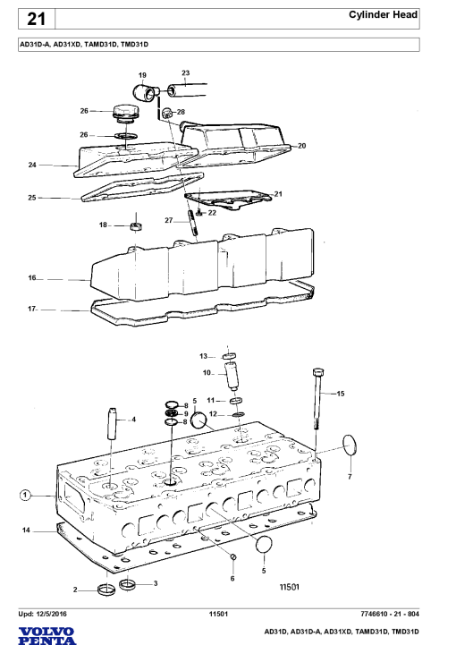 Volvo AD31D-A,TAMD31D, AD31XD, TMD31D Engine Parts manual catalog PDF Download