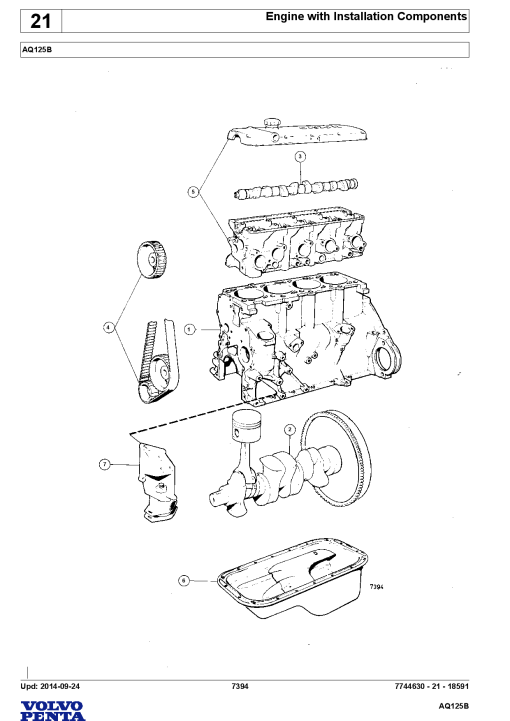 Volvo AQ125B Engine Parts manual catalog PDF Download