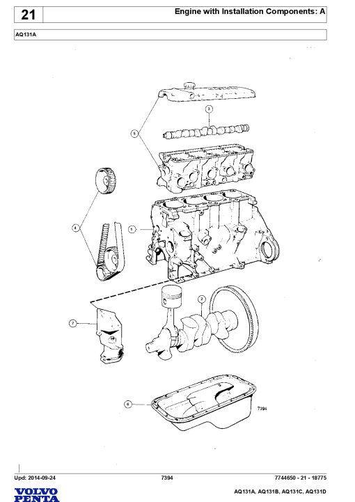 Volvo AQ131- A B C D Engine Parts manual catalog PDF Download