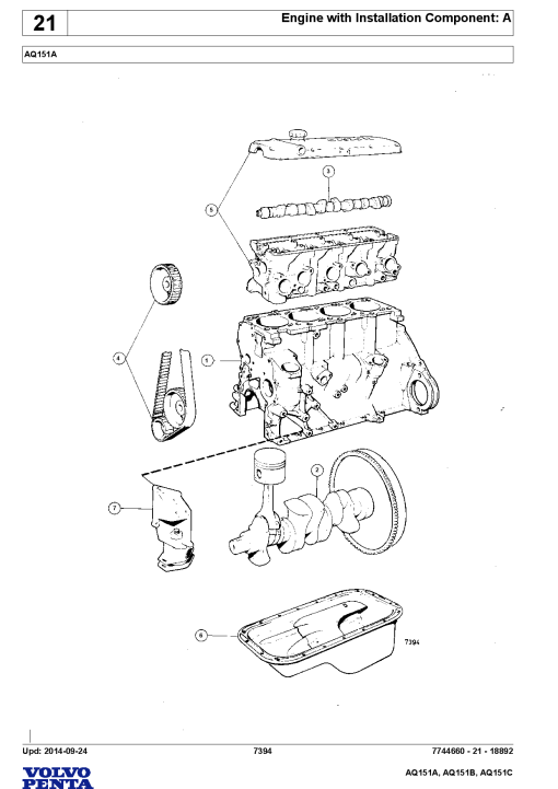 Volvo AQ151A, AQ151B, AQ151C Engine Parts manual catalog PDF Download