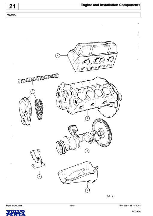 Volvo AQ290A Engine Parts manual catalog PDF Download