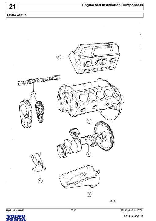 Volvo AQ311A AQ311B Engine Parts manual catalog PDF Download