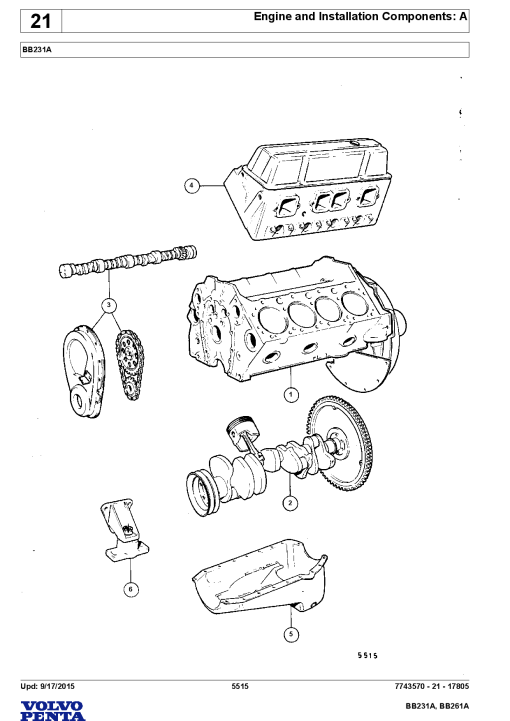 Volvo BB231A BB261A Engine Parts manual catalog PDF Download
