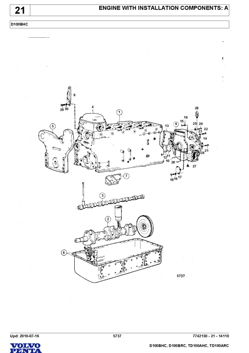 Volvo D100-BHC BRC,TD100-AHC ARC Engine Parts manual catalog PDF Download