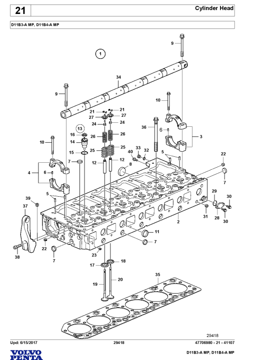 Volvo D11B3 A MP D11B4 A MP Engine Parts manual catalog PDF Download