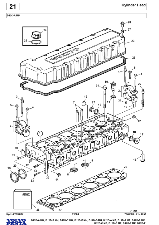 Volvo D12D- AMH BMH CMH EMH GMH AMP BMP, D12C- AMP CMP DMP EMP, D12D-F Engine Parts manual catalog PDF Download
