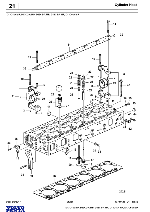 Volvo D13- C1 C2 C3 C4 C6 -A MP Engine Parts manual catalog PDF Download