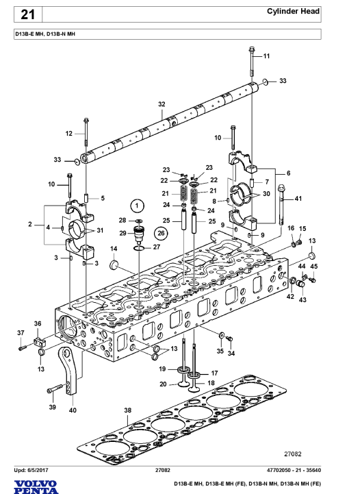 Volvo D13B-EMH (FE), D13B-N MH (FE) Engine Parts manual catalog PDF Download