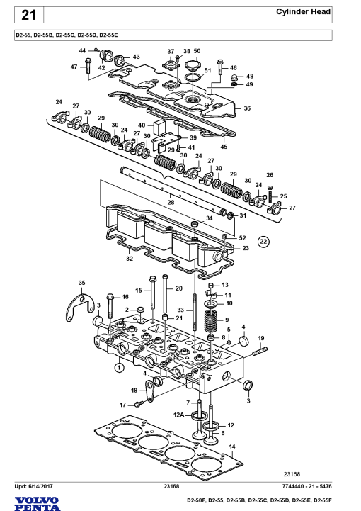 Volvo D2-50F, D2 55- B C D E F Engine Parts manual catalog PDF Download