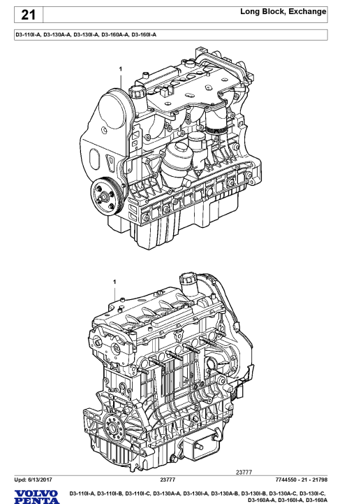 Volvo D3 110I- A B C, D3 130- AA IA AB IB AC IC, D3 160- A AA IA Engine Parts manual catalog PDF Download