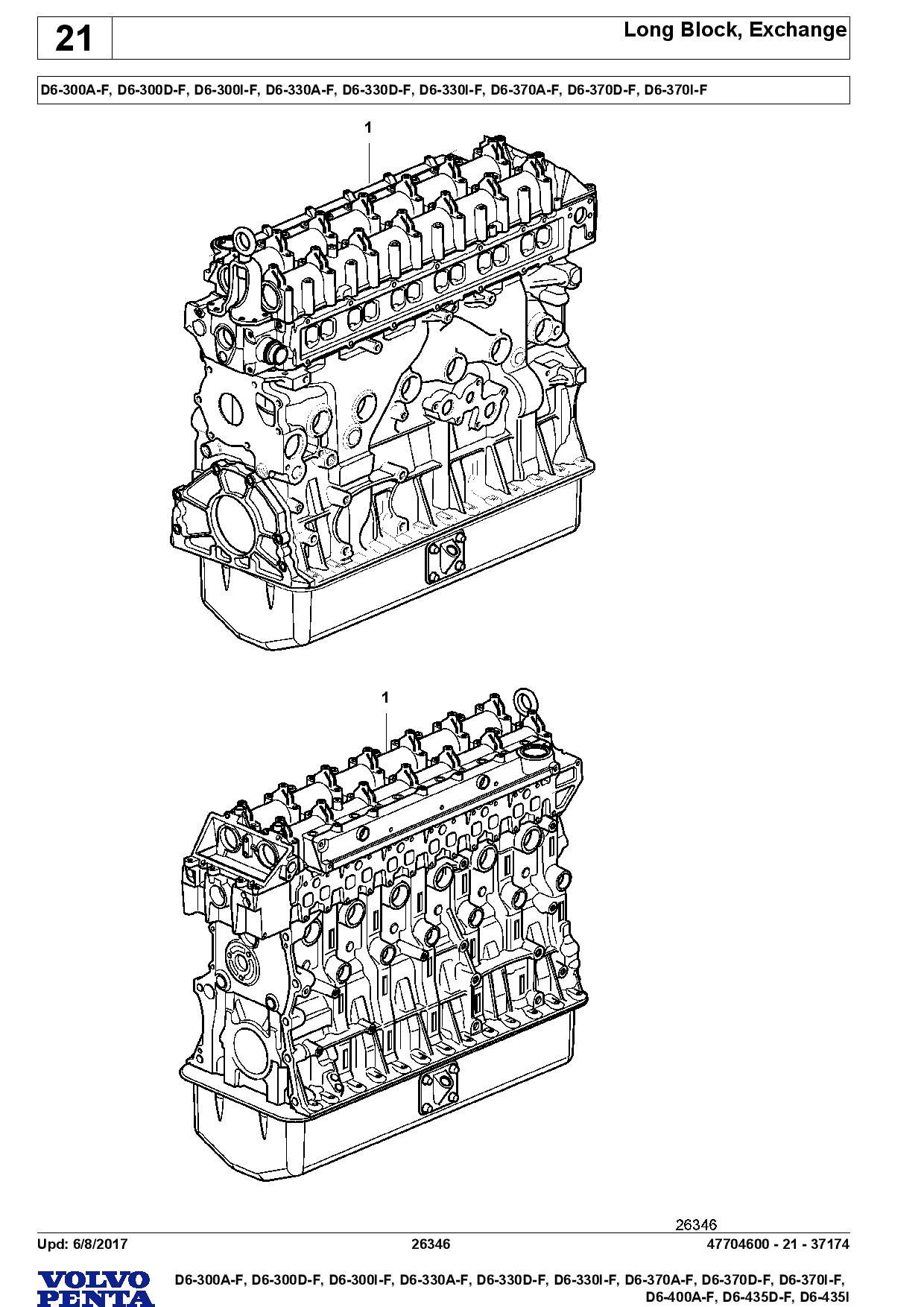 Volvo D6-300 330 370- AF DF IF AF, D6 400 AF, D6 435DF, D6 435I Engine Parts manual catalog PDF Download