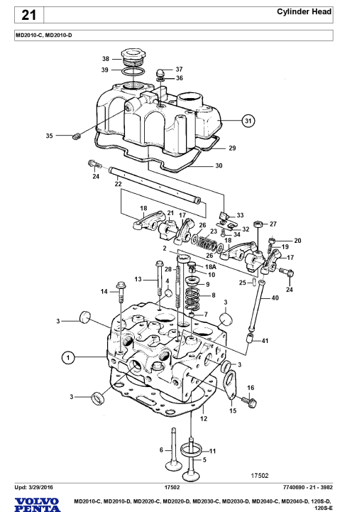 Volvo MD- 2010 2020 2030 2040- C D,120S-D E Engine Parts manual catalog PDF Download
