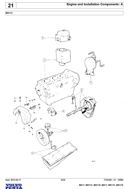 Volvo MD11- C D, MD17- C D Engine Parts manual catalog PDF Download