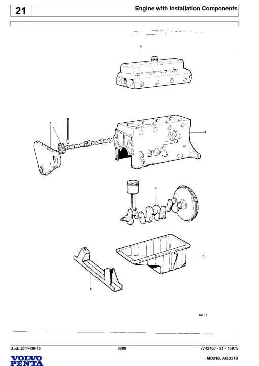 Volvo MD21B AQD21B Engine Parts manual catalog PDF Download