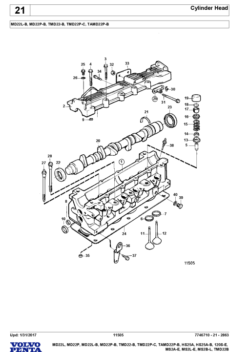 Volvo MD22A - A, MD22L- A, TMD22A -A, MS2 B-A R L , MS2AE, MS2BL, MS2LE, 120S-E Engine Parts manual catalog PDF Download