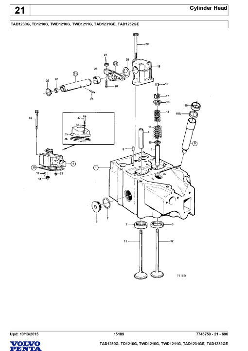 Volvo TAD-1230G 1231GE 1232 GE, TWD-1210G 1211G, TD1210G Engine Parts manual catalog PDF Download
