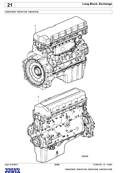 Volvo TAD- 1670 1671 1672-VE, TAD1670-72VE Engine Parts manual catalog PDF Download