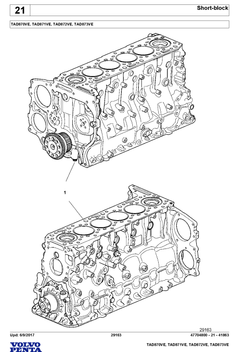 Volvo TAD-870 871 872 873 -VE Engine Parts manual catalog PDF Download