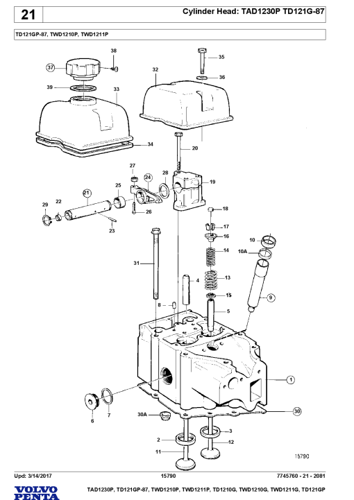 Volvo TAD1230P, TD-1210G 121GP 121GP-87, TWD-1210P 1211P 1210G Engine Parts manual catalog PDF Download