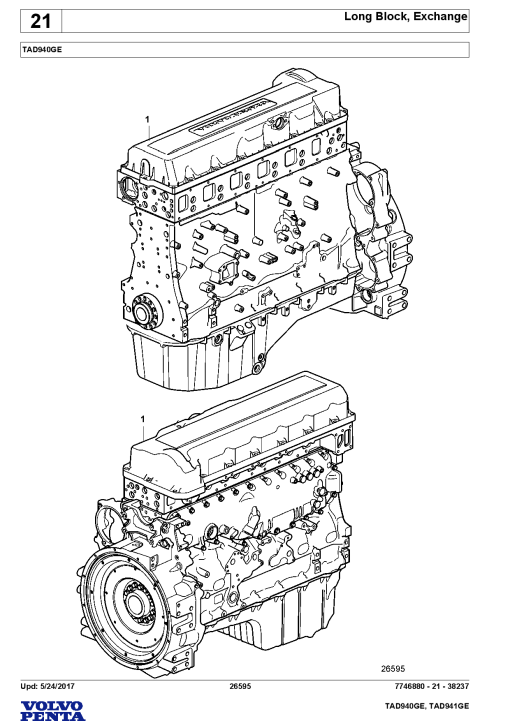 Volvo TAD940GE TAD941GE Engine Parts manual catalog PDF Download