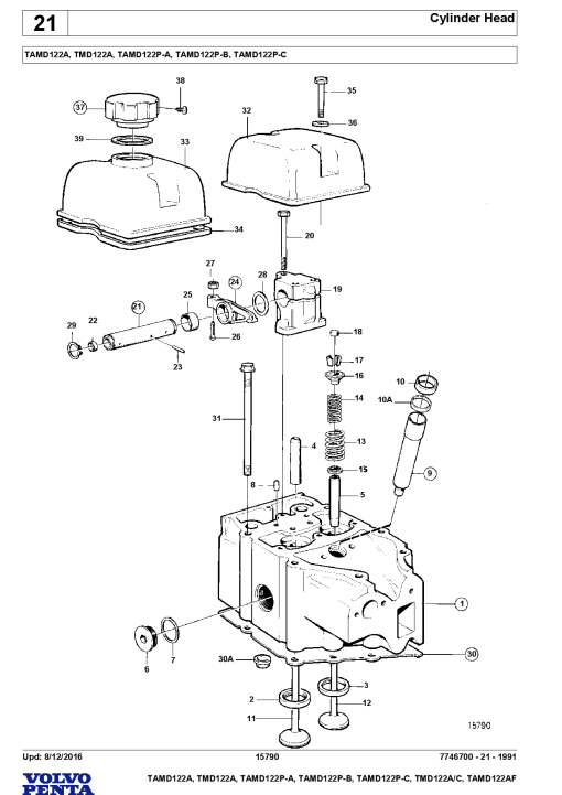 Volvo TAMD122- A PA PB PC, TMD122- A AC, TAMD122AF Engine Parts manual catalog PDF Download