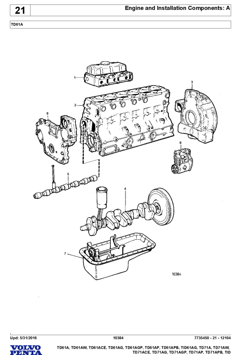 Volvo TD- 61 71- A AW ACE AG AGP AP APB, TID61AG Engine Parts manual catalog PDF Download