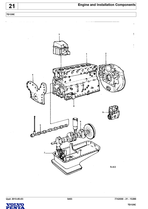 Volvo TD120C Engine Parts manual catalog PDF Download