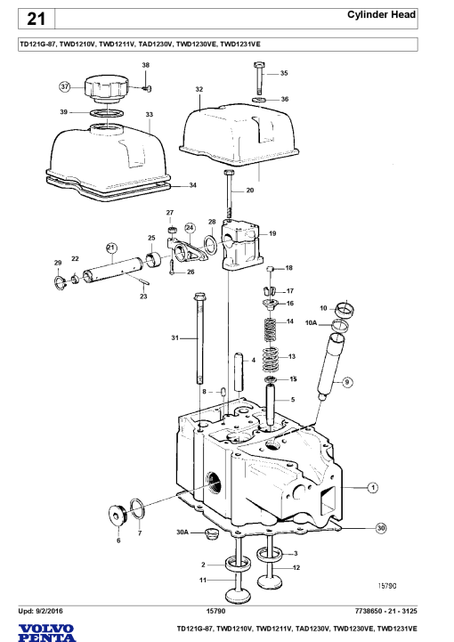 Volvo TD121G-87, TWD-1210 1211 1230 -V VE Engine Parts manual catalog PDF Download