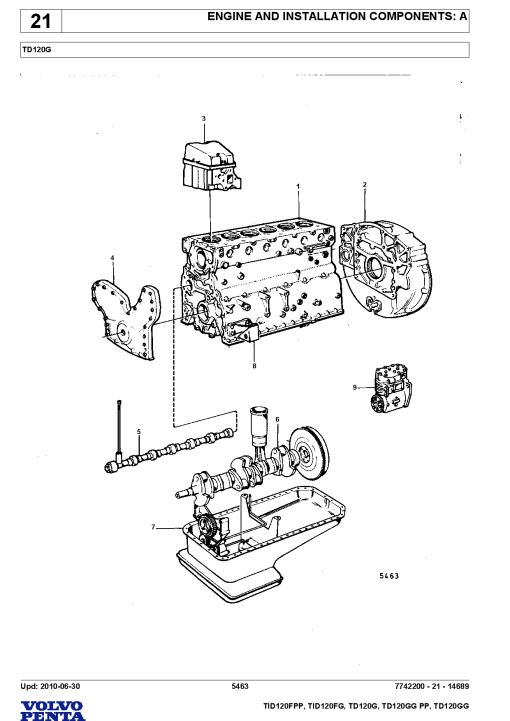 Volvo TID120- FPP FG, TD120- G GG PP Engine Parts manual catalog PDF Download
