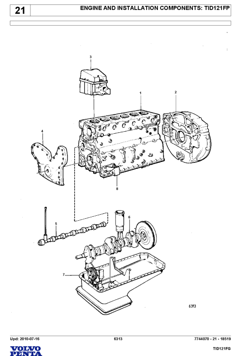Volvo TID121FG Engine Parts manual catalog PDF Download