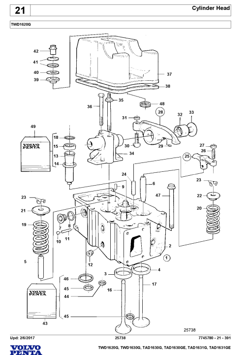Volvo TWD TAD-1620 1630 1631-G GE Engine Parts manual catalog PDF Download