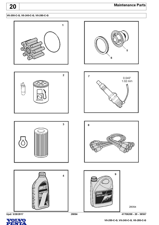 Volvo V6- 200 240 280- CG Engine Parts manual catalog PDF Download