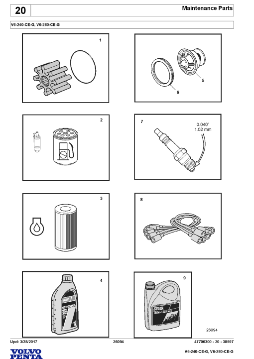 Volvo V6- 240 280 -CEG Engine Parts manual catalog PDF Download
